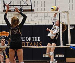 Ella Piland scored some points for the Spartans to keep them afloat in the later sets.