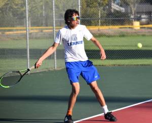 Parker Jones earned a singles victory after battling three sets against Jack Butler. Nicholas Zeller-Singh/Kitsap News Group Photos