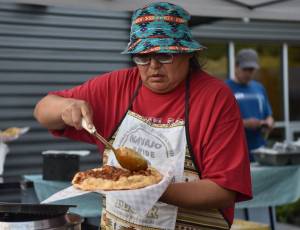 Making fry bread tacos.