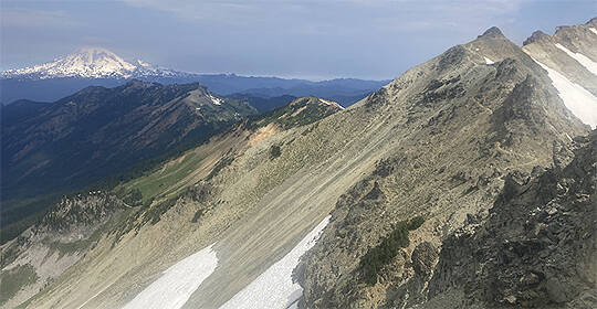 The views of mountains along the trail are breathtaking.