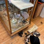 The glass display case was broken to remove jewelry.