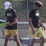 Ethan Gillespie and Mason Chmielewski won the doubles bracket, making them one of five North Kitsap squads heading to districts. Nicholas Zeller-Singh/Kitsap News Group Photos