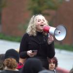 Central Kitsap High School student Cailey Wallace speaks to the crowd of students.