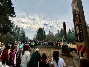Sakai Intermediate School students visit Chief Seattles gravesite in Suquamish. Courtesy Photo