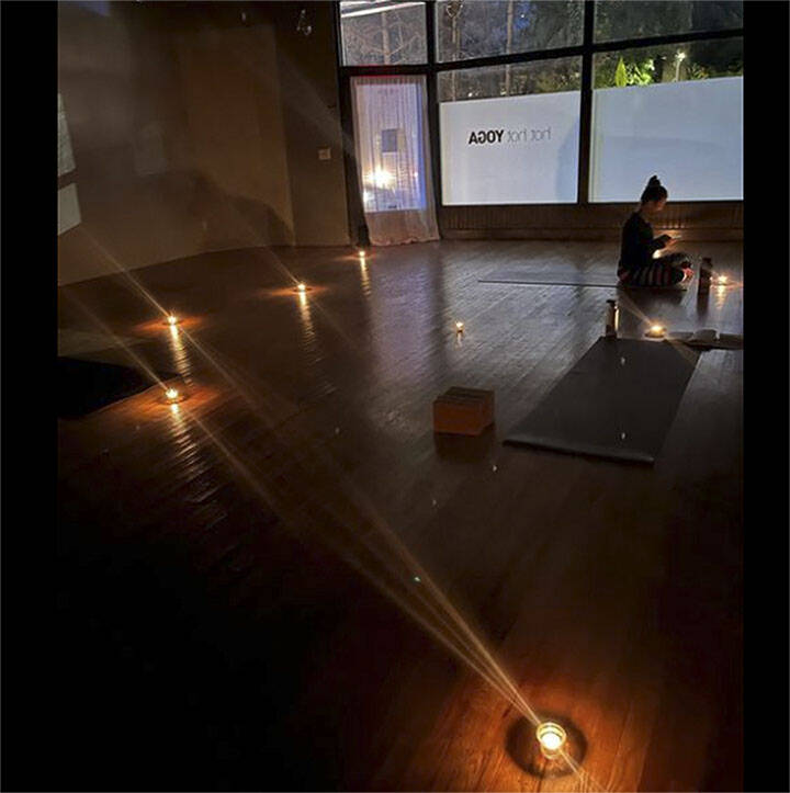 An instructor sets the mood for her class.