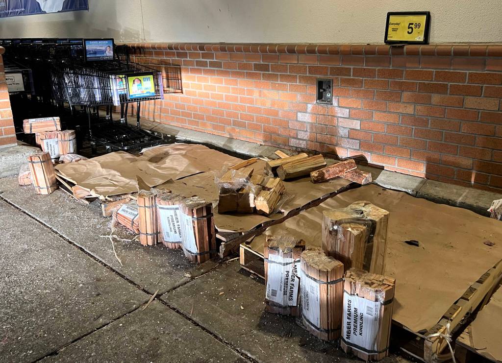 Outside, the firewood section was depleted.