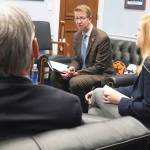 Rep. Derek Kilmer talks at a meeting.