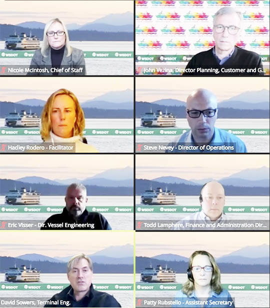 Ferry officials at their community Zoom meeting Jan. 11. Steve Powell/Kitsap News Group