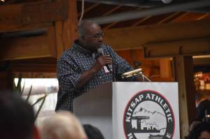 Rickie Brown discusses his first time refereeing a high school football game in poor conditions. Nicholas Zeller-Singh/Kitsap News Group Photos