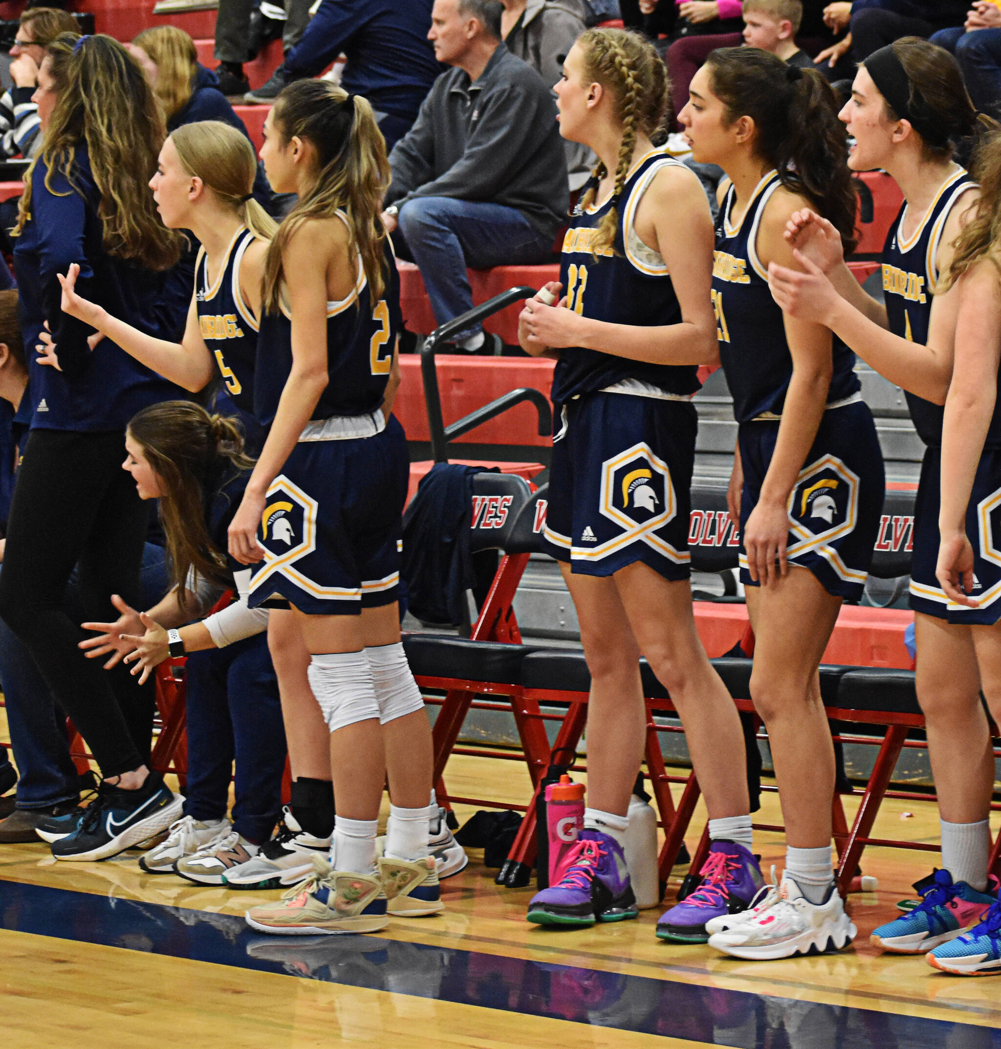 The Spartan bench watches the final seconds tick off the clock.