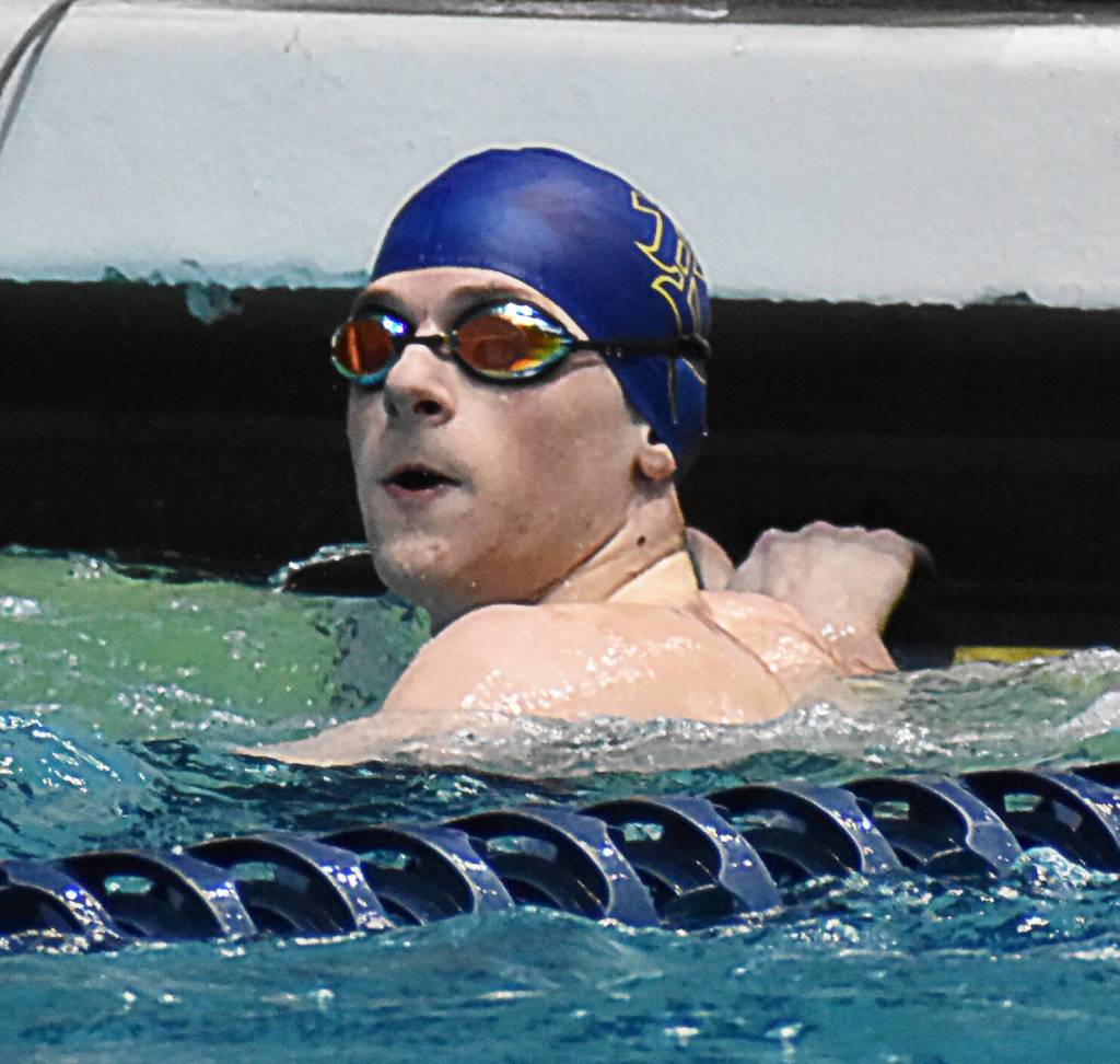 Bremertons Brandon Gill watches the board after finishing seventh in the freestyle events.