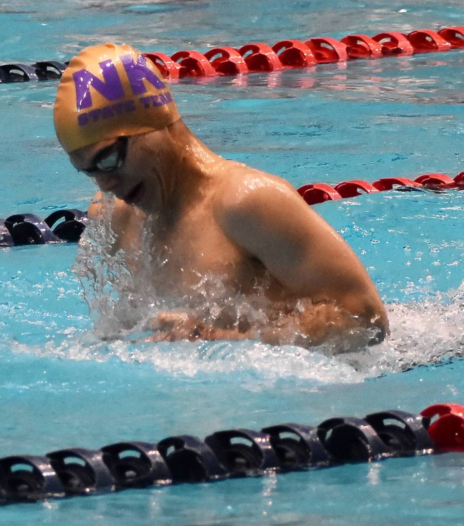 North Kitsaps Max Nolan looks to place in the breaststroke event.