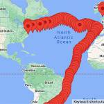 The sailing route Harry Anderson has taken so far.