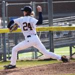 McCrea Curfman dominates on the mound for the Spartans. Nicholas Zeller-Singh/Kitsap News Group Photos
