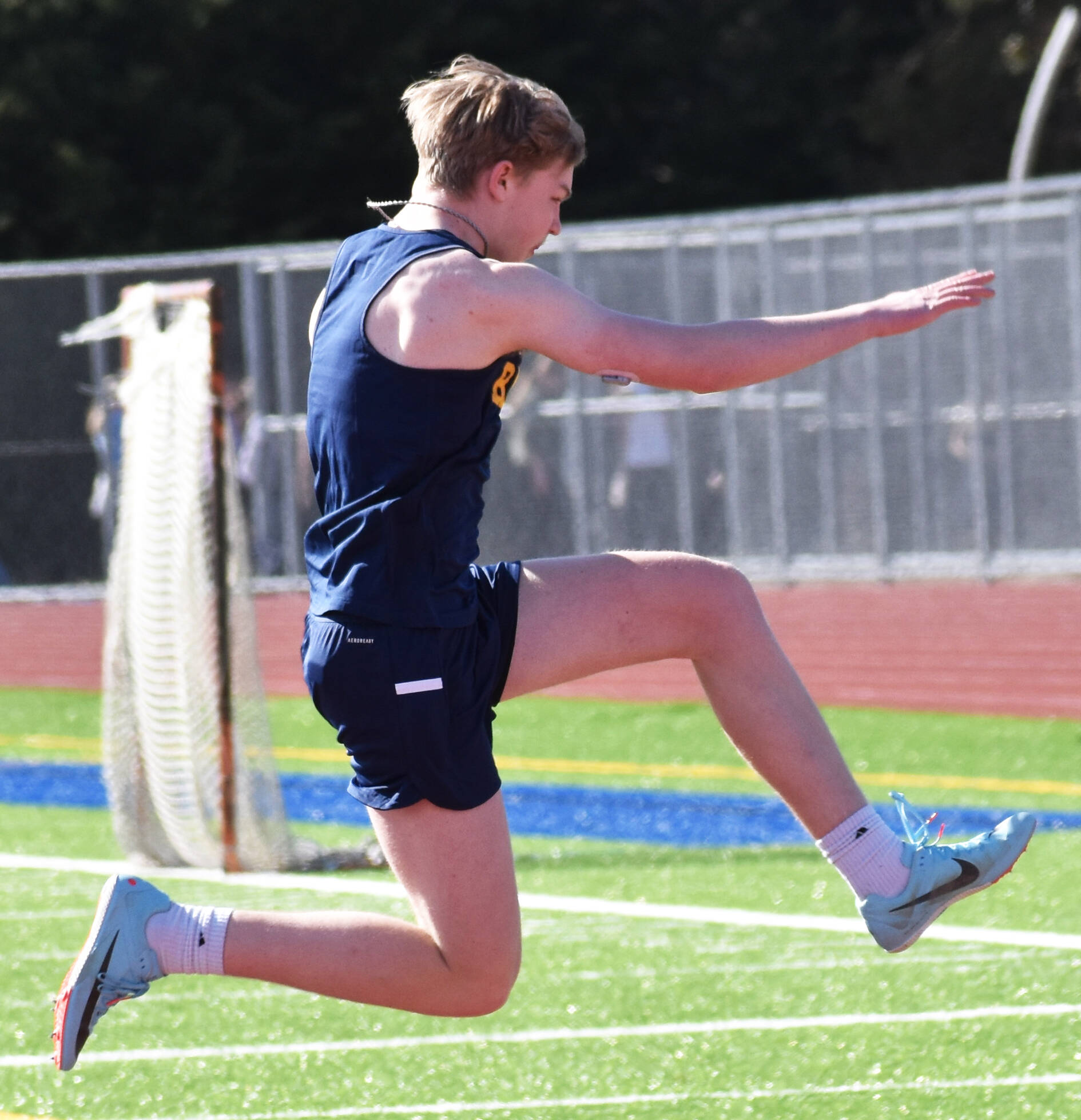 Miles Wieland finishes second in the long jump at 17-5.