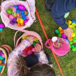 Two dashers crack and sort their eggs to separate the candy and recycle the plastic eggs for next year. Nancy Treder/Kitsap News Group Photos