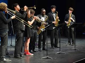 Nancy Treder/Kitsap News Group Photos
Students selected for the All-Star band play with the Susan Pascal Quartet during the Puget Sound Jazz Festival at Bainbridge High School April 15.