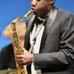 Lake Stevens High School sophomore Pheneous Ruji plays the tenor saxophone in the All-Star Jazz Band during the Puget Sound Jazz Festival at Bainbridge High School.