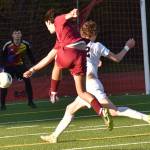 Telmo Buxens-Astorqui shoots the ball at Steilacooms goalie.