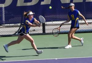 Bremertons Claire Warthen and Elena Andreu finish sixth in the 2A girls doubles bracket. Nicholas Zeller-Singh/Kitsap News Group Photos