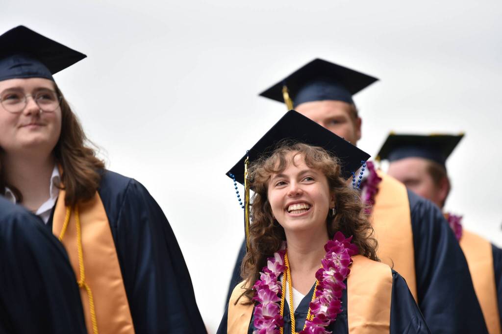 Gigi Hendrickson waits for the graduation ceremony to begin.