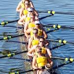 Carly competes in the third seat while Amalie is in the fourth seat of the eight boat.