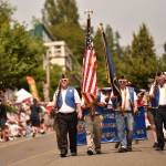 The color guard from the American Legion Colin Hyde Post #172 lead the Grand Old 4th Hometown Parade through Winslow.