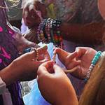 Swifties in the suite from all over the country exchange friendship bracelets.