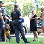 BIPD officers meet with the public at Town Center during National Night Out Aug. 1. Nancy Treder/Kitsap News Group Photos