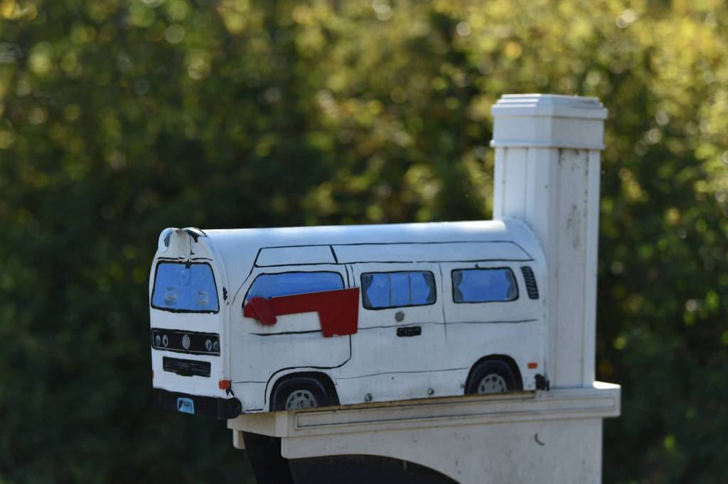 This bus takes deliveries.