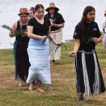 Some of the Suquamish women dance near the water during coastal sharing.