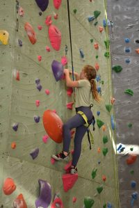 Nancy Treder/Kitsap News Group Photos
Summer camp students participating in the BI Parks & Recreation Climbing Camp at Insight Climbing & Movement Aug. 24 learned various rock climbing styles and concepts including bouldering and knot tying. Instructors guided climbers to improve their climbing and confidence through climbing games and activities with other peers.