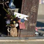 Elisha Meyer/Kitsap News Group Photos
Flowers are placed at the base of the steel beams of the Kitsap 9/11 Memorial in Silverdale.