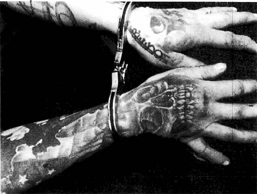 KCSO courtesy photo
Tattoos of a skull on a male suspects right hand.