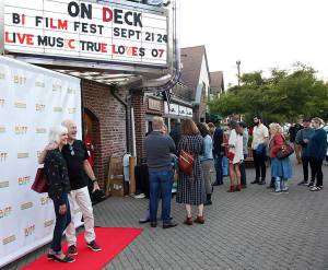 BIFF courtesy photos
Moviegoers gather at the Lynwood Theatre to view the documentary, This is not financial advice, during the opening night of the inaugural Bainbridge Island Film Festival Sept. 21.