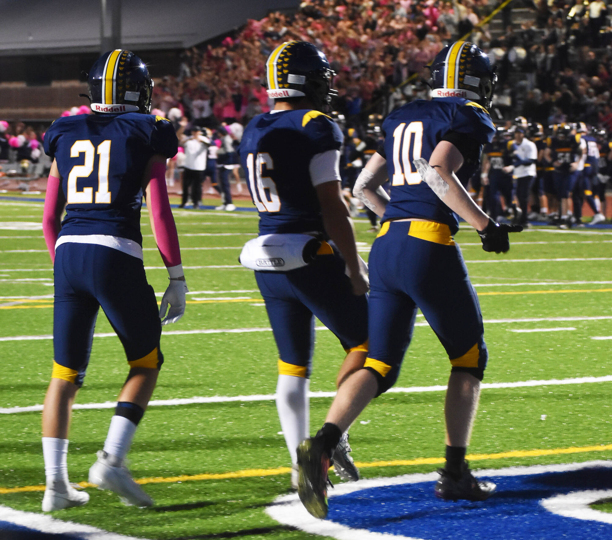 Spartan Jack Grant celebrates scoring a touchdown.