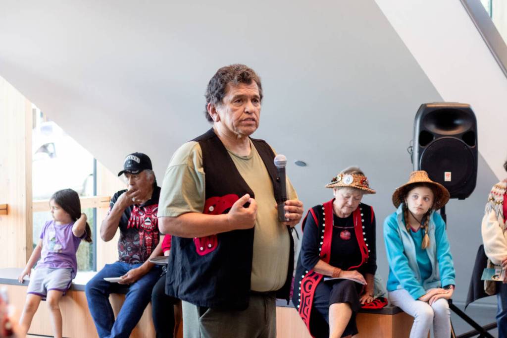 Roger Fernandes, Coast Salish artist, storyteller, writer and educator at Field Hall. Photo courtesy of Nora Pitaro