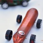 A finished zucchini car ready for the races.