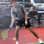 Nicholas Zeller-Singh/Kitsap News Group Photos
Viking Owen Wilkinson finishes third in the doubles division with Grady DeVries at the league championships.