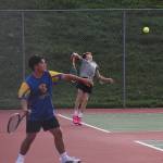 Knight Troyer Kealoha and Viking Grady DeVries begin the league tournament with their serves.