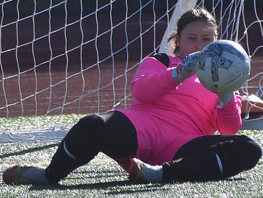 Spartan Coco Ragan makes a few saves to keep the game tied.
