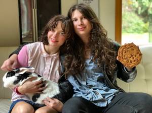 Nancy Treder/Kitsap News Group Photos
Bakerpreneurs Valerie and Evan Cummins with their pet rabbit, Jay, are now delivering fresh cookies and pretzels on Bainbridge Island through their online-based business, Cookie Cafe.