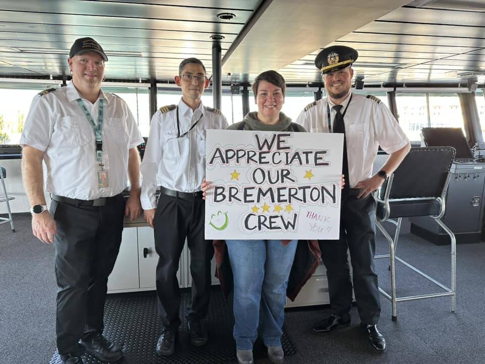 Bremerton Ferry Coalition courtesy photo
Despite the breakdown, crew members on the Chimacum ferry got a welcome surprise in the form of food and friendly faces from Bremerton supporters.