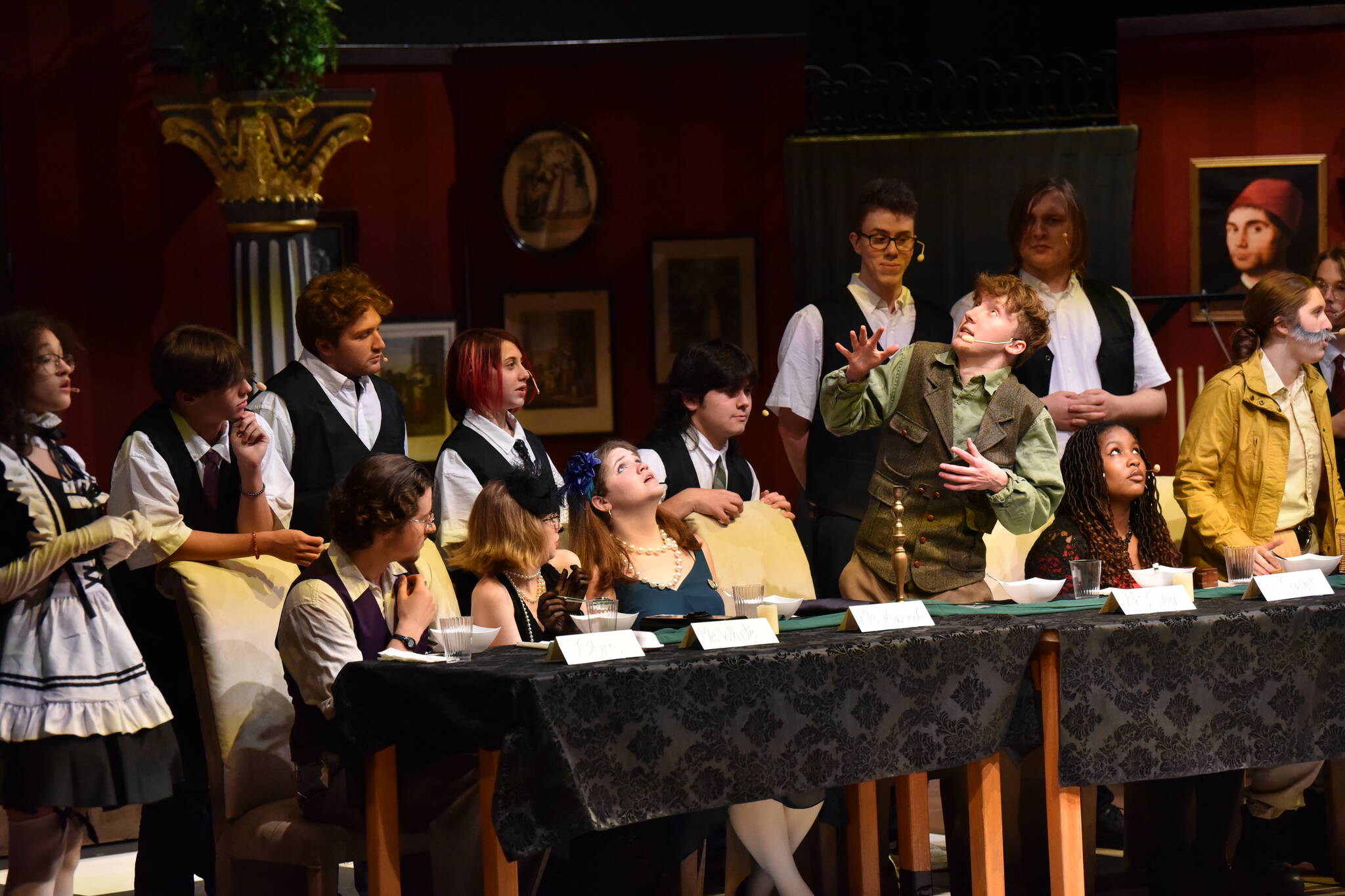 Dinner is served for guests in the Bainbridge High School Theater Club fall production of, Clue, a murder mystery set in a mansion where everyone is a suspect.