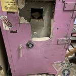 A damaged safe from the Olalla Post Office break-in.