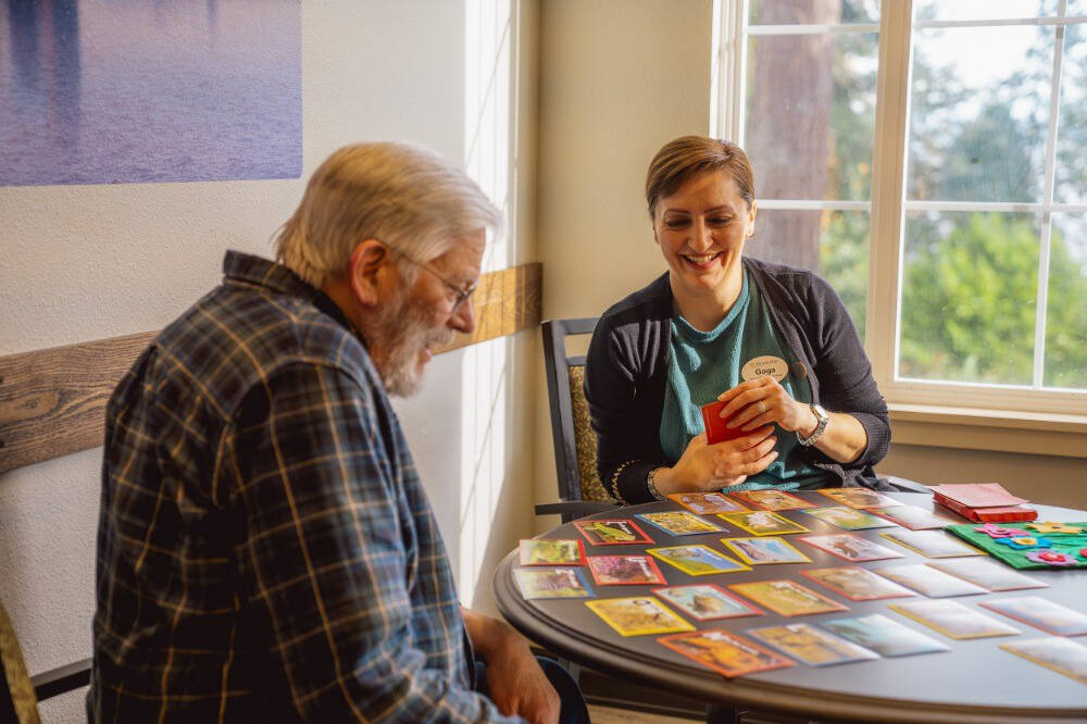 Fieldstone Memory Care of Bainbridge offers residents thoughtfully designed apartments and various amenities, including inviting common areas for socializing and activities, with access to 24/7 nursing care. Photo courtesy of Fieldstone.