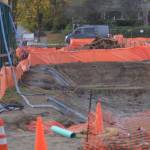 The site is fenced off to keep people safe and away from the construction.