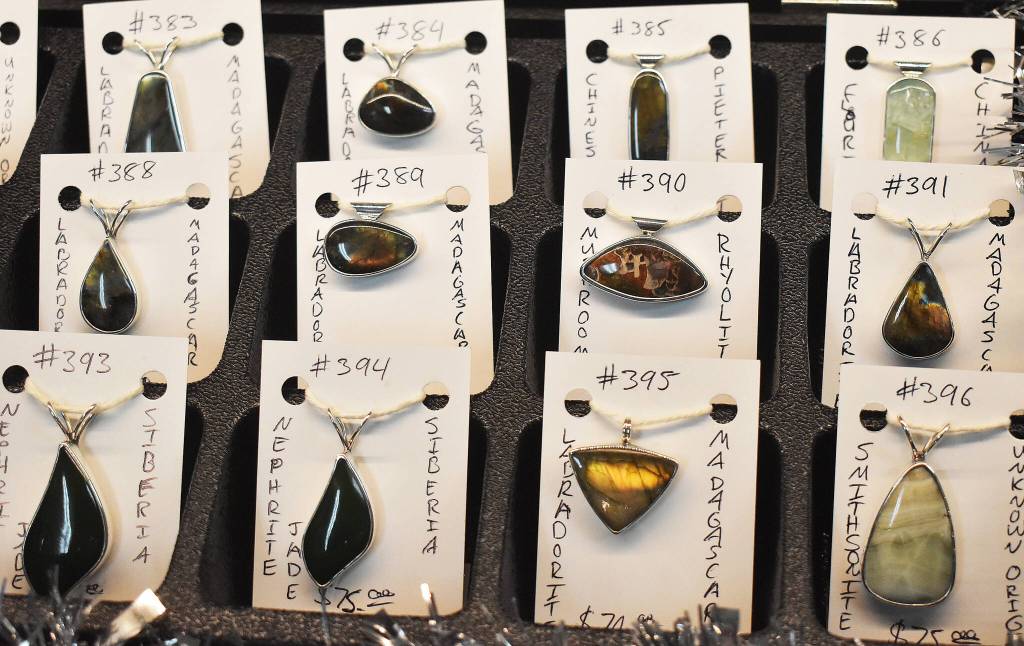 Robert Brownlee has lots of semi-precious jewelry on display.