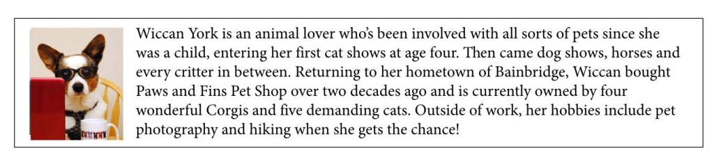 Bio / Paws and Fins Pet Shop, Bainbridge Island