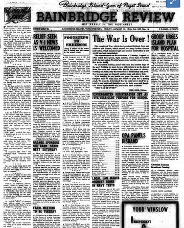 The paper telling readers World War II is over.